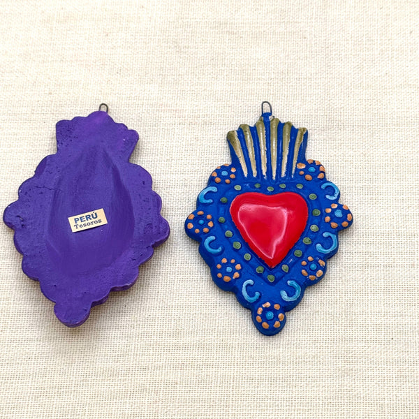 Ceramic Heart Milagro Ornament, Medium, Peru