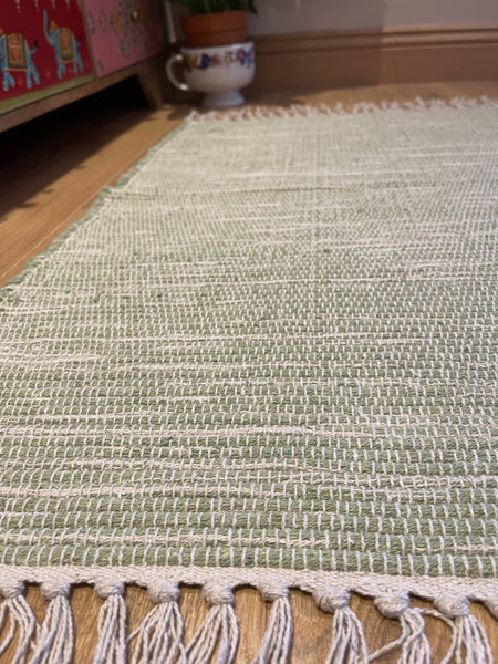 HUSH Hand Loomed Soft Cotton Rug in Muted Colours
