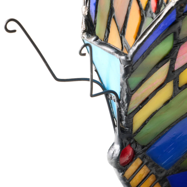 9.5"H Luella Red Butterfly Wings Stained Glass Accent Lamp