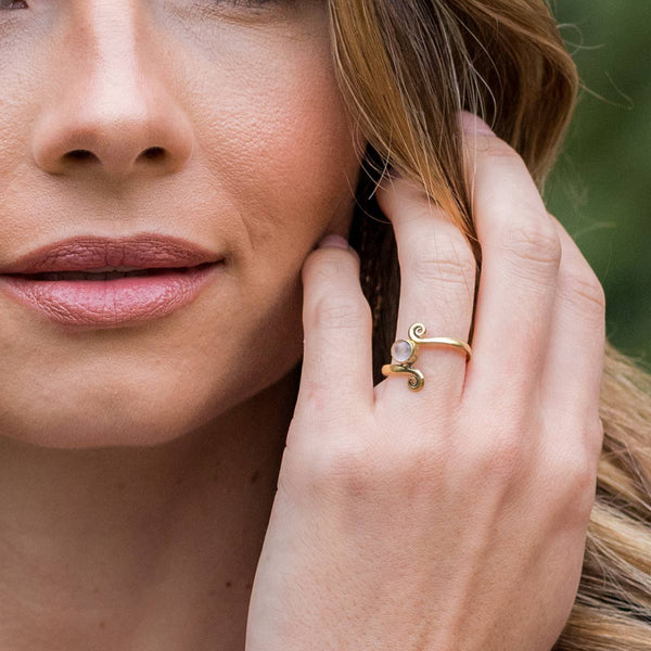 Tanvi Collection Ring - Gold with Rose Quartz
