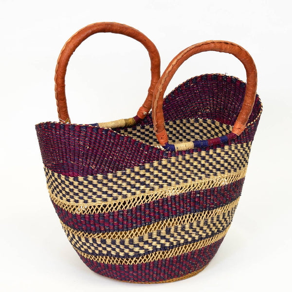 U-Shopper Tote Basket Bag, Multi-Color Open Weave