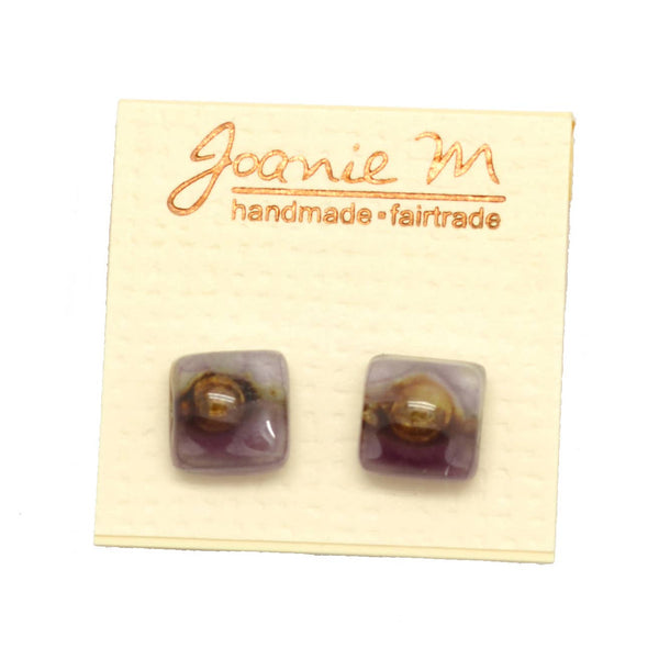 Small Square Glass Stud Earrings - Assorted Colors