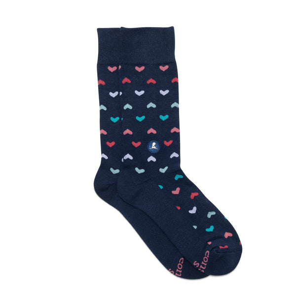 Socks That Find a Cure -Navy Hearts/Small