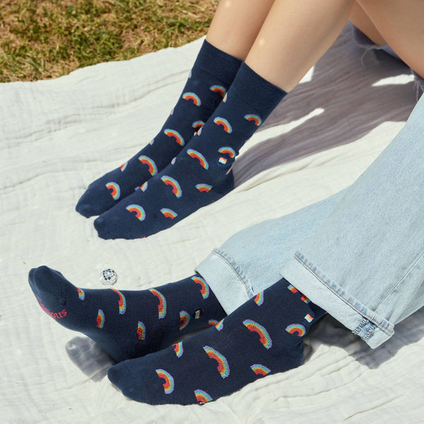 Socks that Save LGBTQ Lives | Navy Rainbows - Pride Gifts: Small
