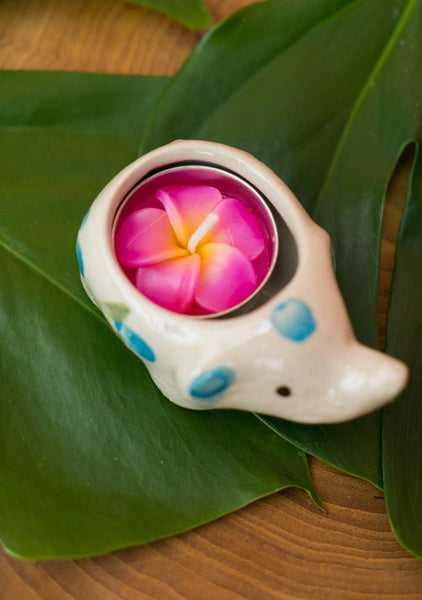 Ceramic Elephant With Flower Tealight