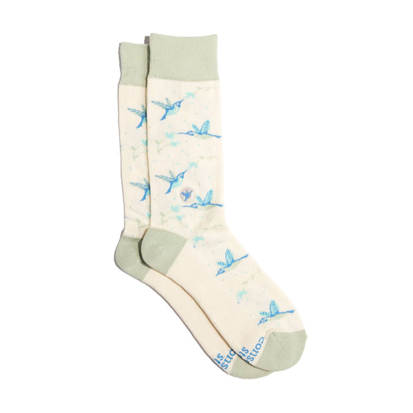 Socks that Protect Pollinators -Beige Hummingbirds/Small