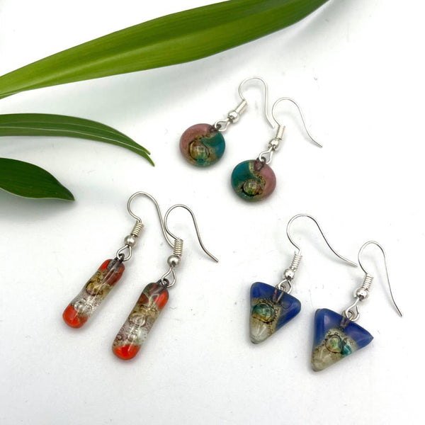 Mini Glass Earrings -not long, tall, nor rectangle
