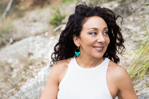 Jaladhi Mermaid Teal Drop Earrings