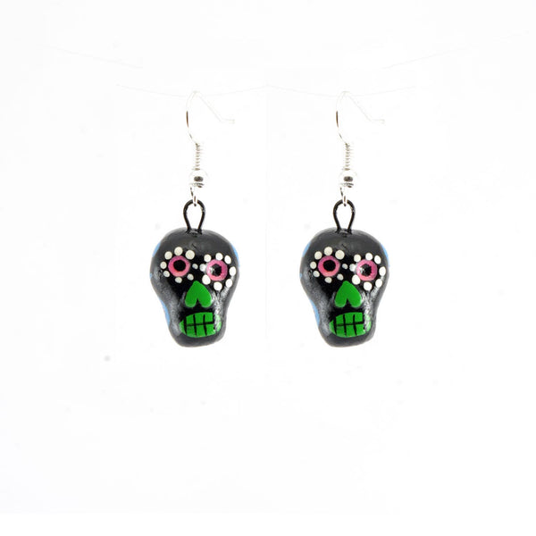 Skeleton Sugar Skull Ceramic Earrings