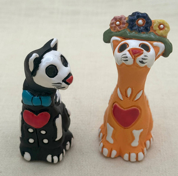 Ceramic Skelly  Cat Couple, Peru
