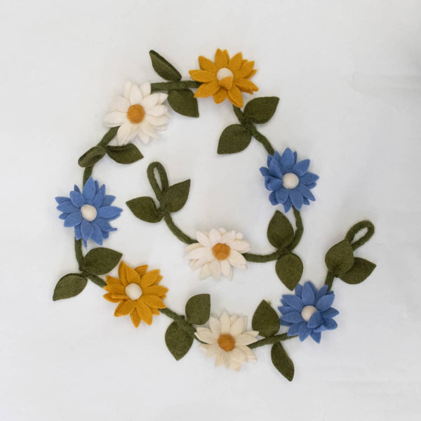 Garland - Flowers - Blue, White and Yellow - Wall Decor