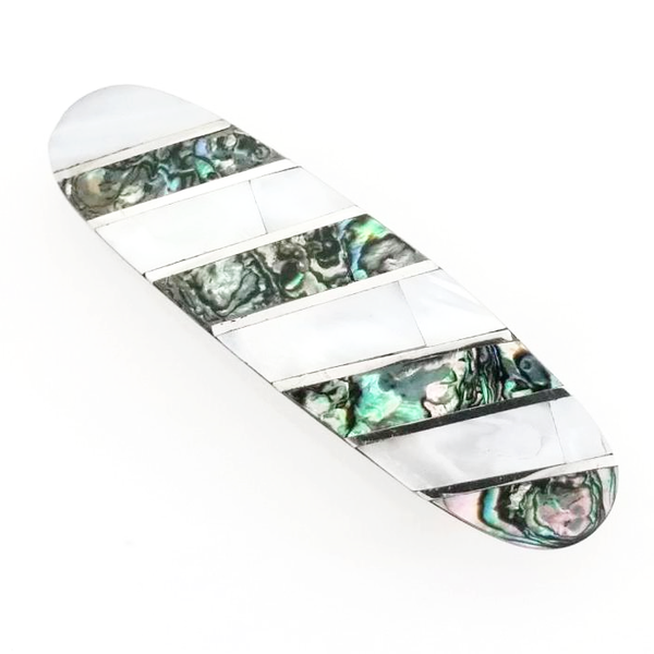 Blue Pacific Abalone & Mother-of-Pearl Hair Clip Barrettes