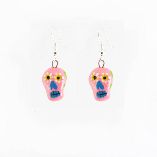 Skeleton Sugar Skull Ceramic Earrings