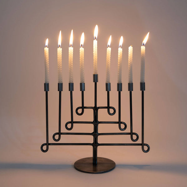 Antiqued Twisted Iron Menorah