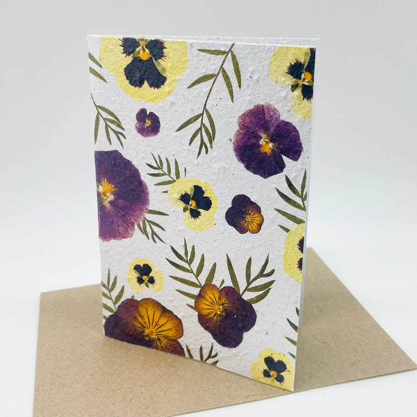 Growing Paper greeting card - Pansy Love