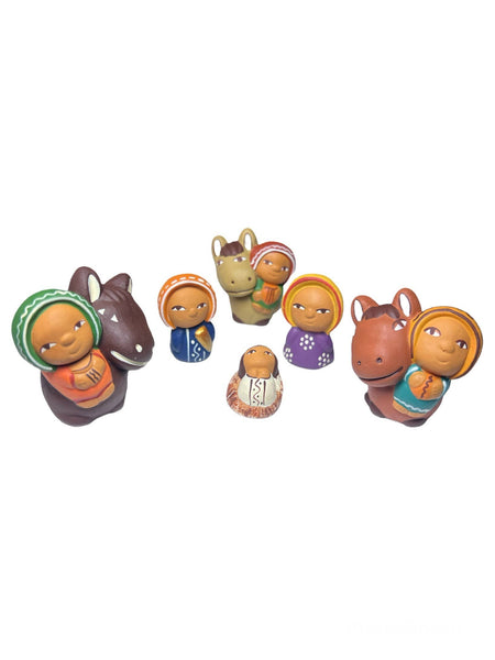 6 Piece Nativity Set, Wisemen With Donkeys