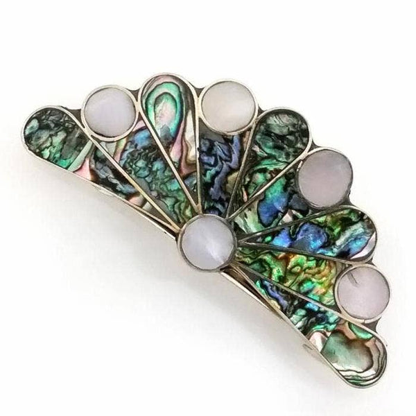 Blue Pacific Abalone & Mother-of-Pearl Hair Clip Barrettes