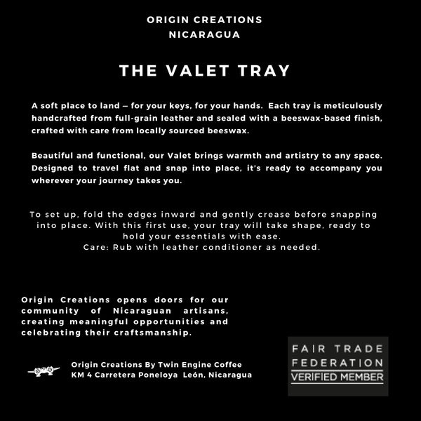 Leather Valet Tray Fair Italian Mocha w/Gift Bag  6 x 6