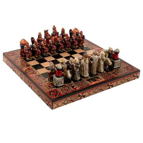Chess Set - Square Small 8" x 8" Inca and Spanish Conquerors