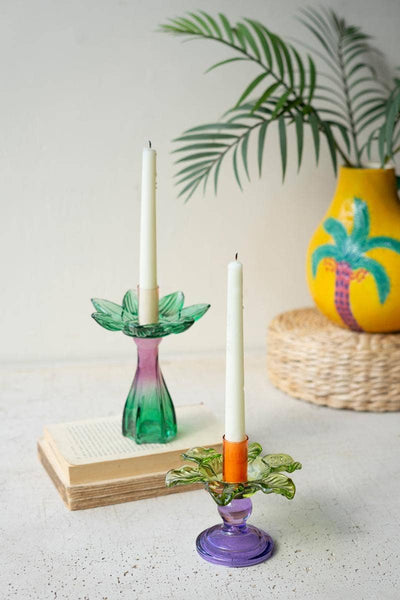 Glass Flower Candleholders set2