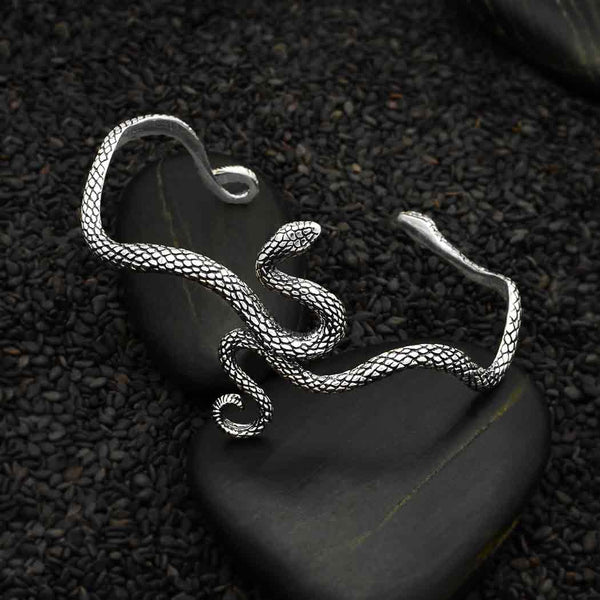 Sterling Silver or Bronze Textured Snake Bracelet