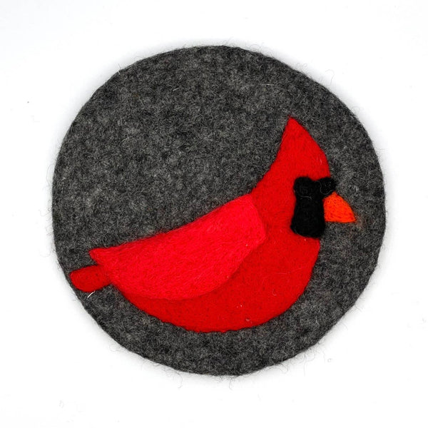 Cardinal Round Felt Trivet