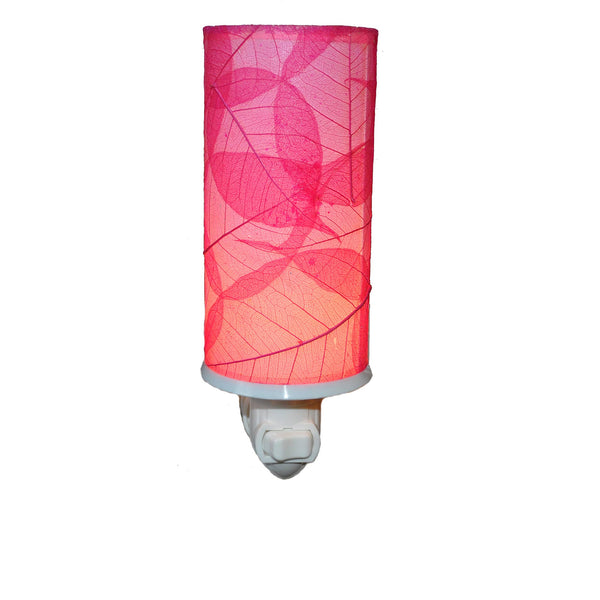 Cylinder Nightlight Pink, Shade Made of Cocoa Leaves