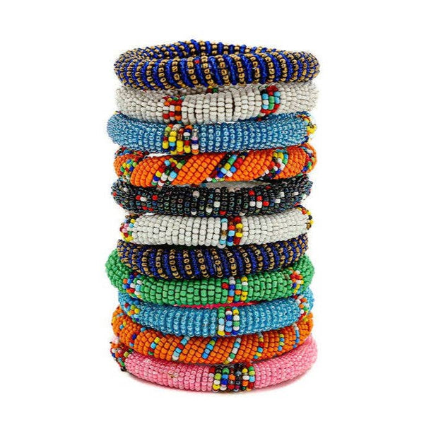 Maasai Beaded Bracelet Stack, Set of 12