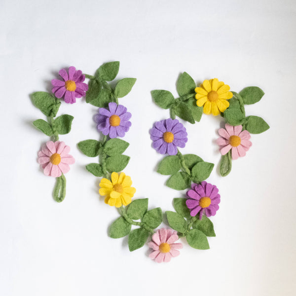 Garland - Purple, Pink and Yellow Daisy Chain - Wall Decor