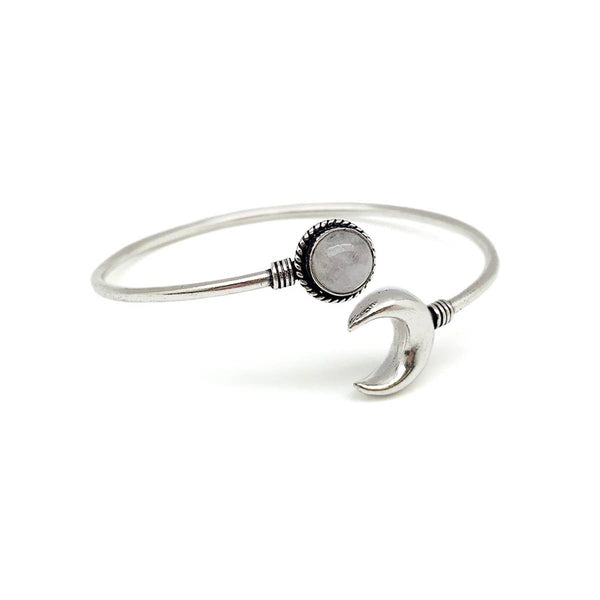 Tanvi Collection Bangle Bracelet - Silver with Moonstone