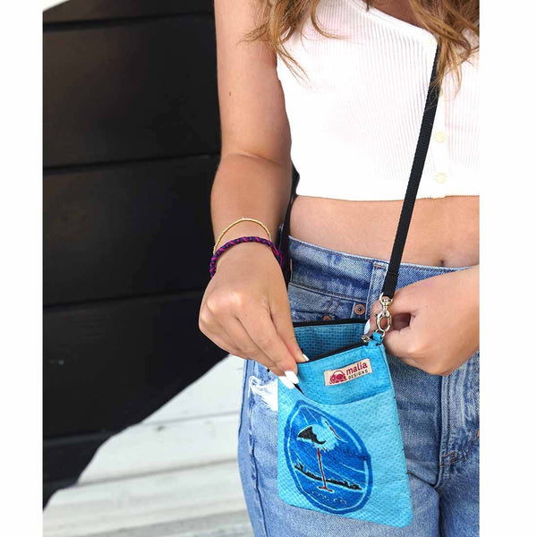 Mini Recycled Phone Crossbody -Lightweight Travel Bag