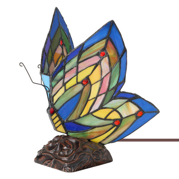 9.5"H Luella Red Butterfly Wings Stained Glass Accent Lamp