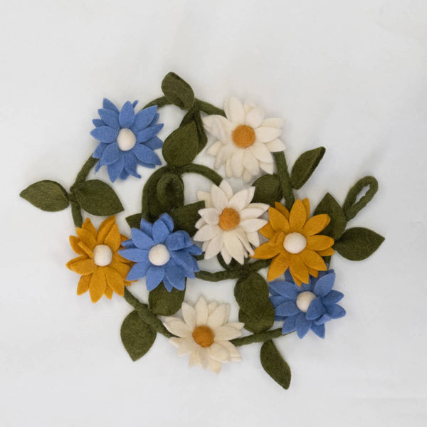 Garland - Flowers - Blue, White and Yellow - Wall Decor