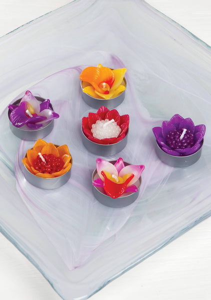 Box Of 6 Scented Orchid Flower Tealights