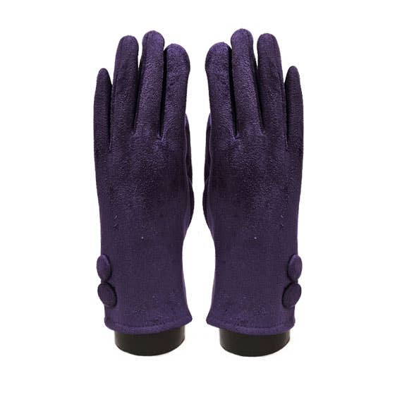 Suede feel Purple with 2 Large Buttons Texting Glove