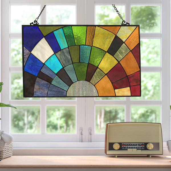 12"H Gemma Multicolor Rays of Sunshine Window Panel