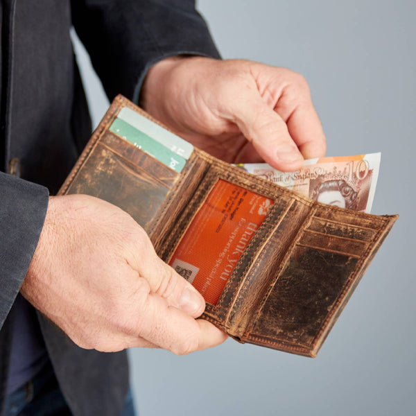 Handmade Buffalo Leather Trifold Wallet