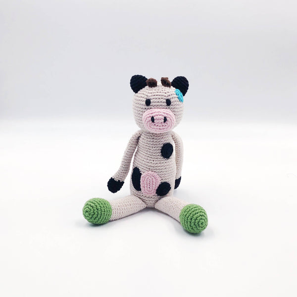 Cuddly Cow Plush Toy - Handmade Organic Cotton Crochet