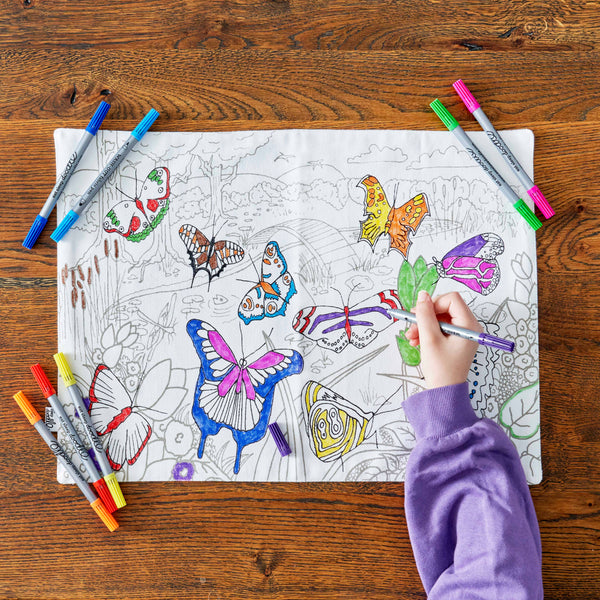 DIY Craft Kit - Coloring Mat - Butterfly Placemat to Go