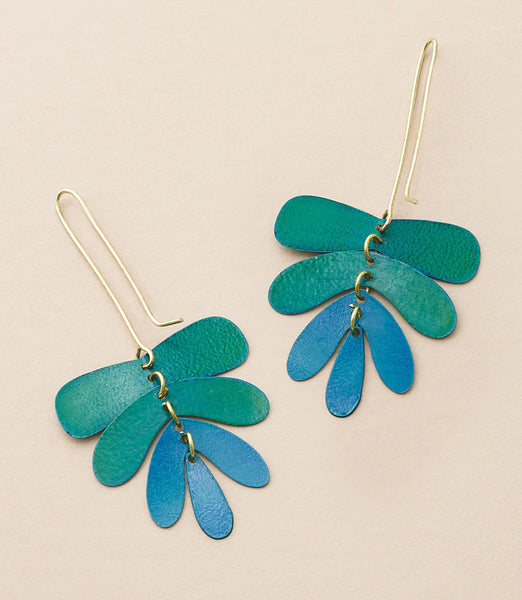 Blue & Teal Dandle Leaf Earrings