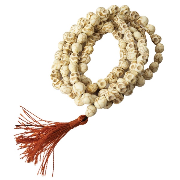 Hand Carved Turquoise Bone Skull Mala