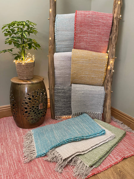 HUSH Hand Loomed Soft Cotton Rug in Muted Colours