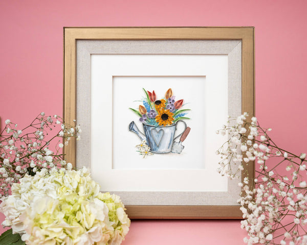 Quilled Garden Watering Can Greeting Card