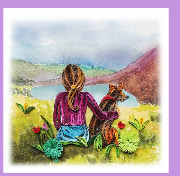 Girl and Dog Quilling Card