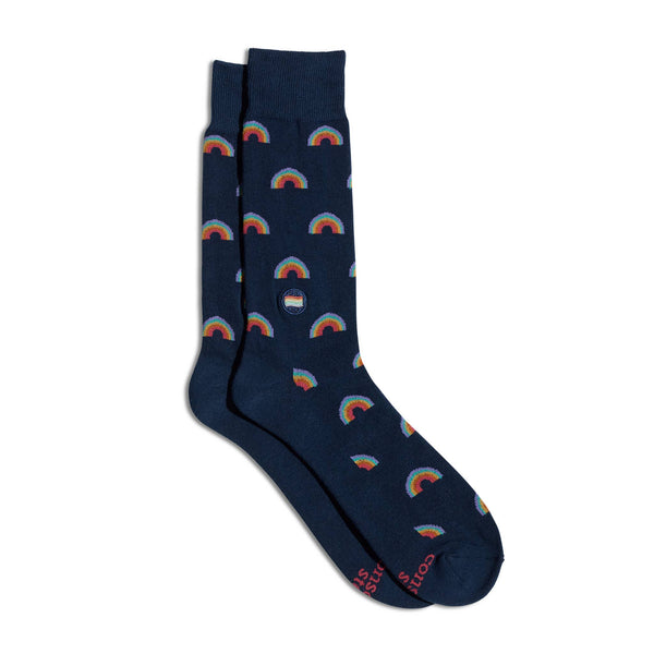 Socks that Save LGBTQ Lives | Navy Rainbows - Pride Gifts: Small