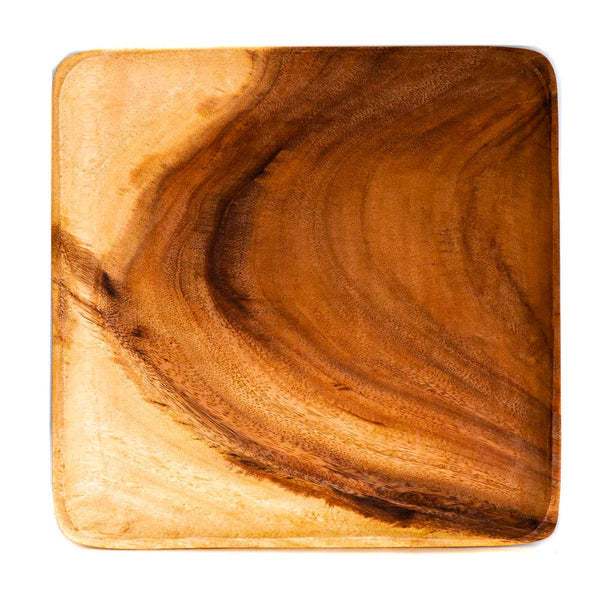 Square Acacia Wood Dinner Plate