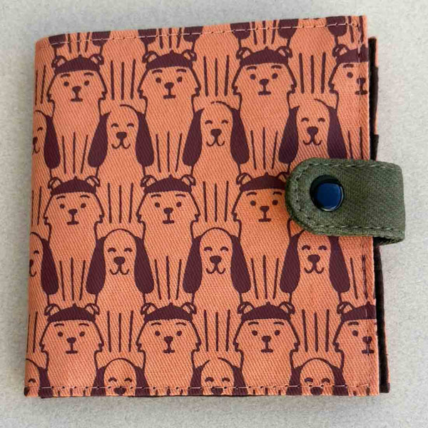 Canvas Square Wallet - Dog Print Wallet - Vegan Wallet