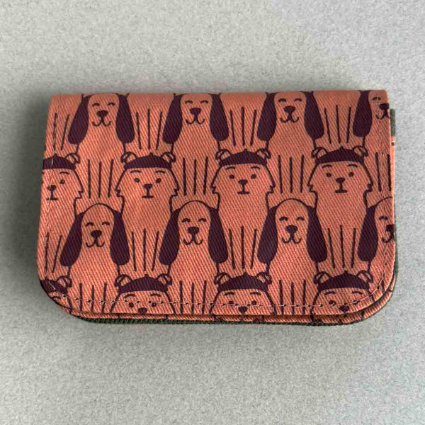 Canvas Card Holder - Mini Wallet - Dog Prints