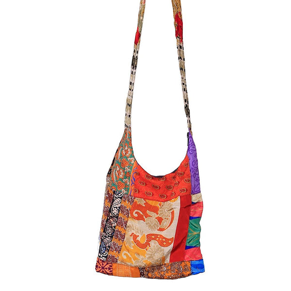 Reclaimed Patchwork Sari Zip Top Shoulder Bag