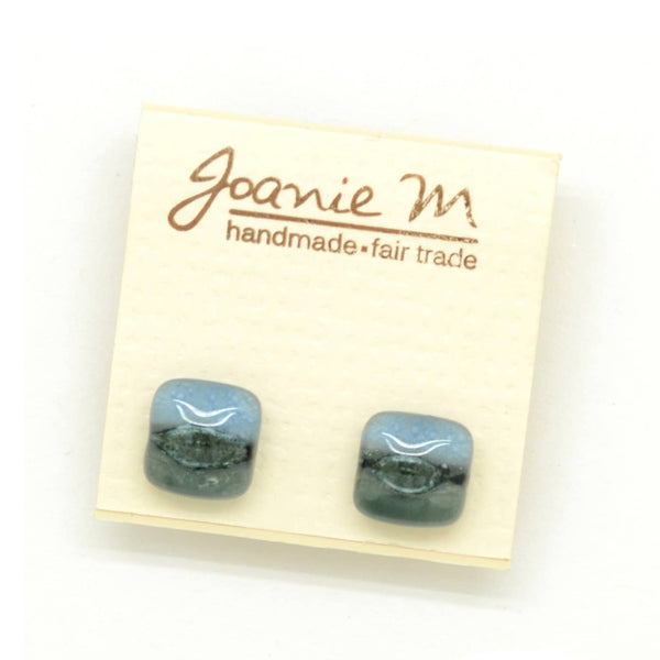 Small Square Glass Stud Earrings - Assorted Colors